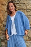 Lina Linen Blend Box Jacket Washed Denim